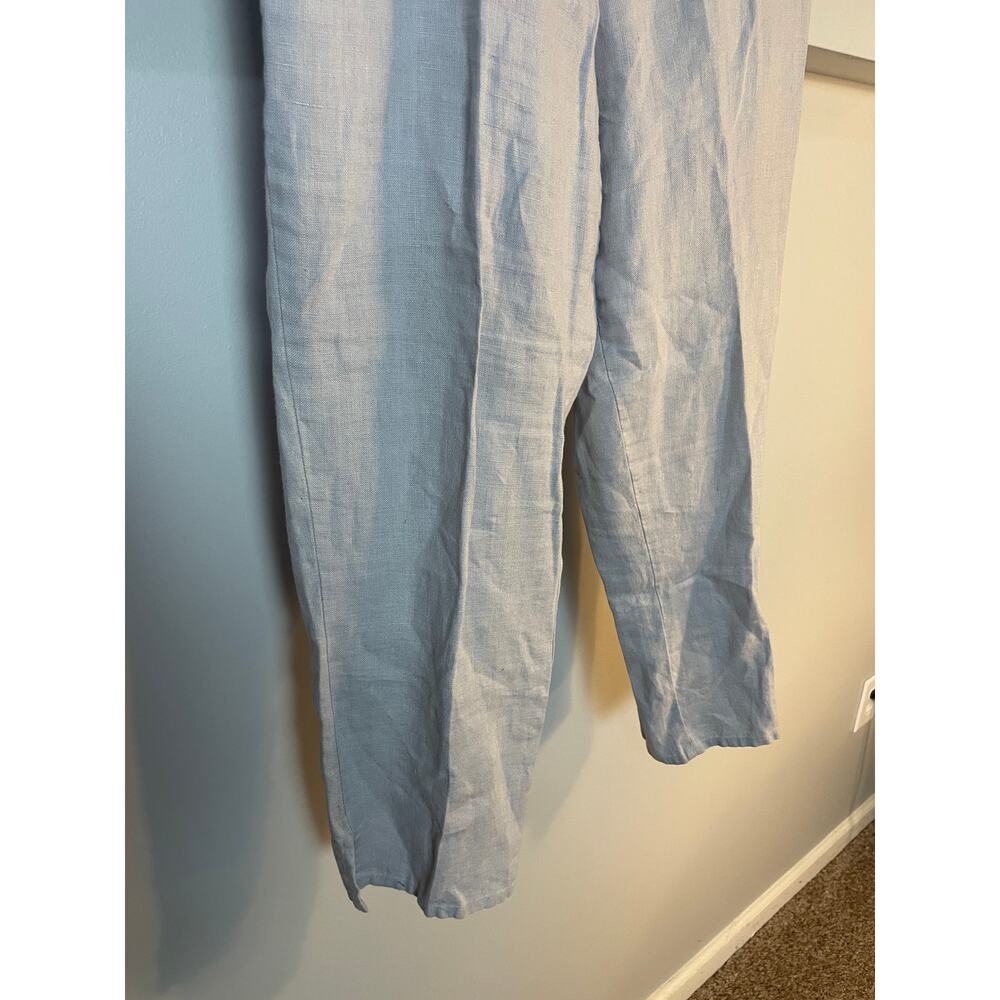 FLAX Pocketed Ankle Pant Natural Gray SZ SMALL 100% Linen Tapered Pull On Pants - Picture 3 of 9